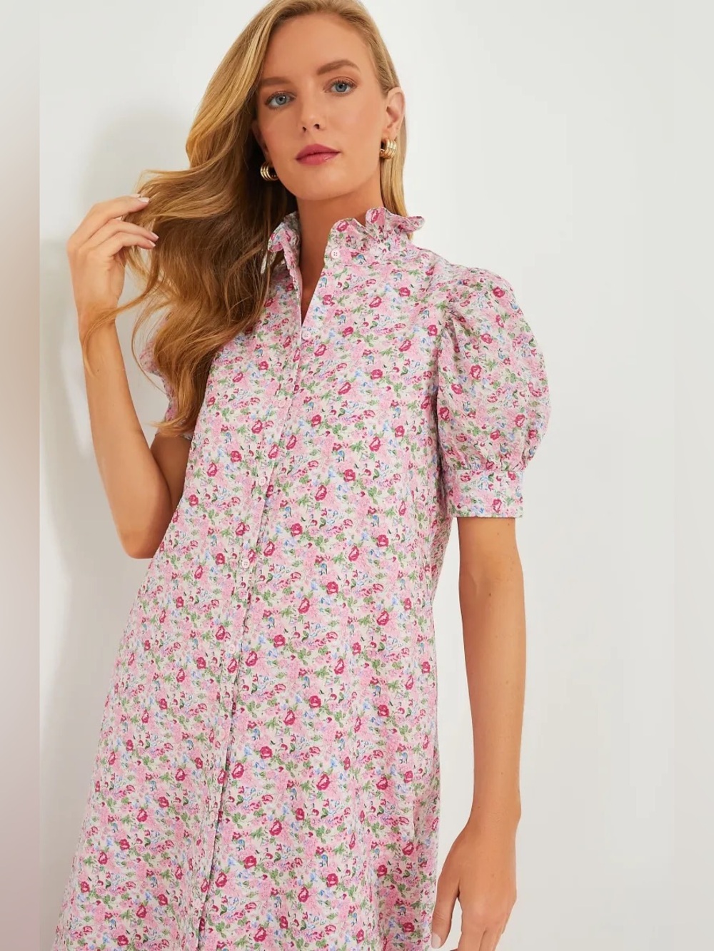 Hyacinth House Pink Multi Ruffle Collar Louisa Maxi Dress – Size Medium - Picture 3 of 11